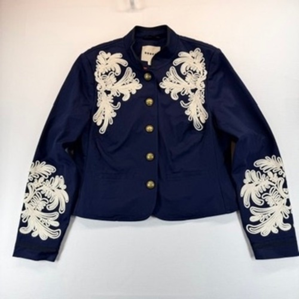 Boden Warwick Embroidered Military Jacket Navy Ivory US 10 - Picture 16 of 16